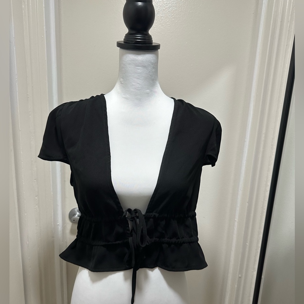Revolve Black Tie Waist Shirt